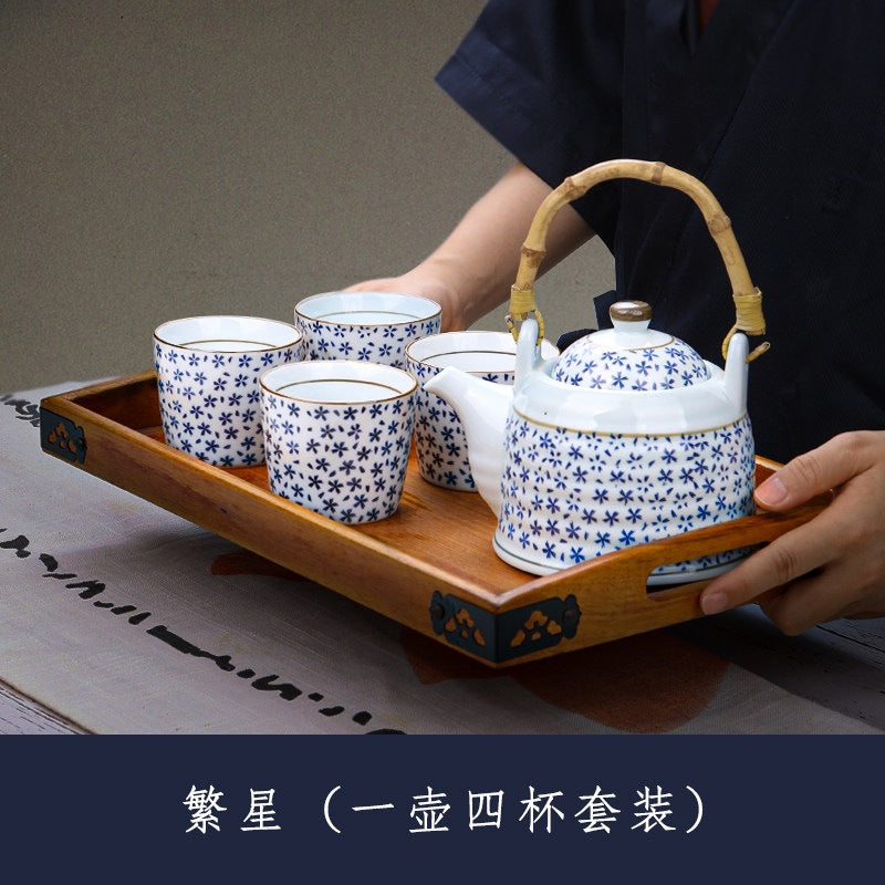 三分烧日式青花瓷水杯汤吞杯陶瓷复古功夫品茗杯单杯家用茶杯饮具
