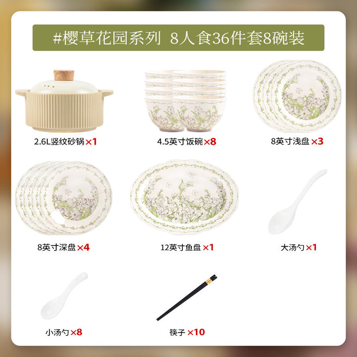 KANGMO Underglaze Color Dinner Set - Rustic Newlywed Tableware Housewarming Gift