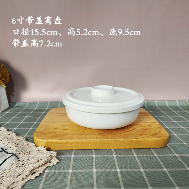 蒸蛋碗家用陶瓷带盖窝盘宝宝隔水炖盅蒸菜烤箱微波纯白骨瓷保鲜碗
