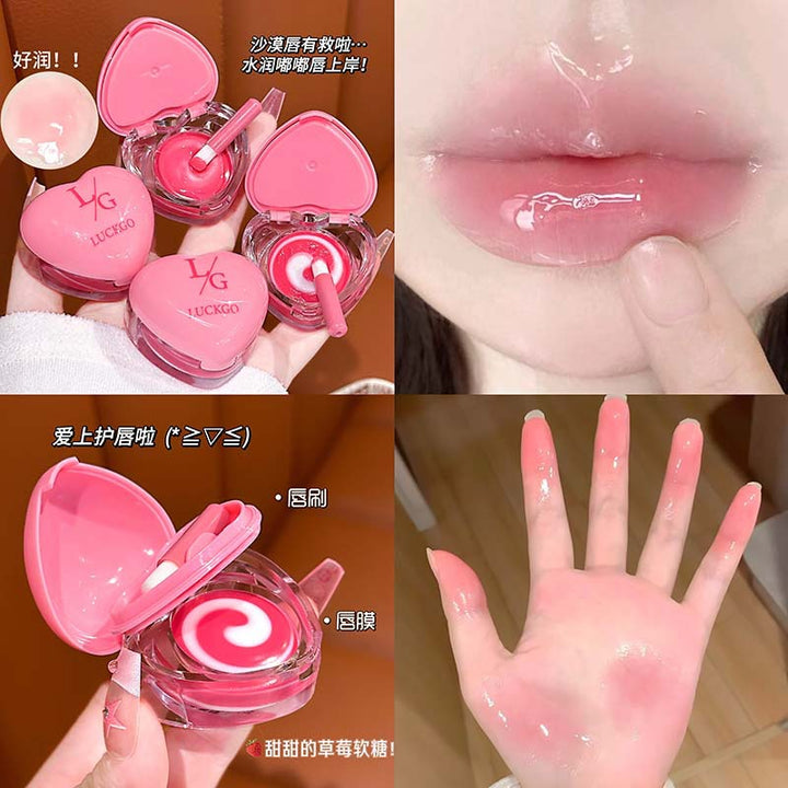 LUCKGO爱心焕亮双色唇膜  粉嫩滋润补水保湿润唇少女秋冬平价美妆