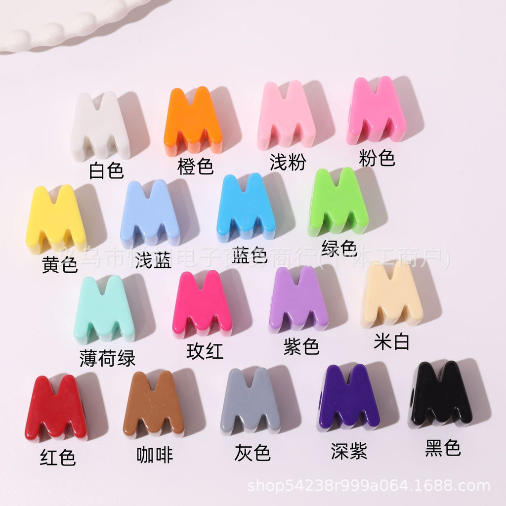 孔6mm亚克力英文字母珠马卡龙多巴胺手工串珠直孔散珠DIY包包挂件