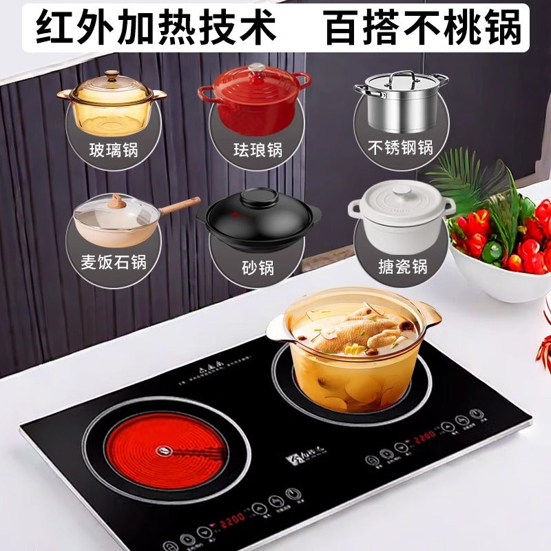 出口110V美规双灶电磁炉嵌入式双头电陶炉双口双炉家用爆炒电炉灶
