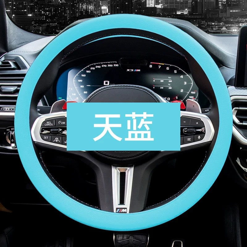 代发汽车硅胶方向盘套时尚防滑硅胶把套吸汗通用方向盘套四季通用
