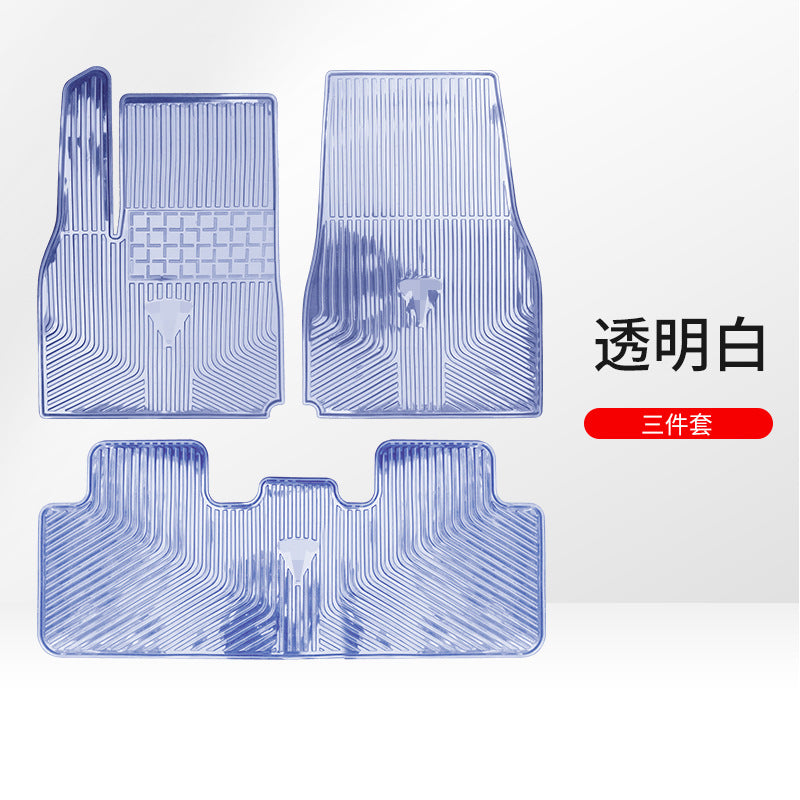 适用于特斯拉model Y/3专车专用脚垫水晶透明防水PVC塑料汽车脚垫