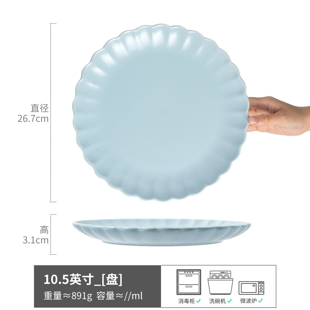 Large Plate Japanese Style Home Plate Vintage Ceramic Plate Plate Tableware Dish Plate Light Luxury