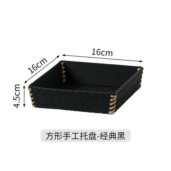 手提遥控器收纳盒高级创意客厅茶几桌面分类整理盒皮质玄关收纳盒
