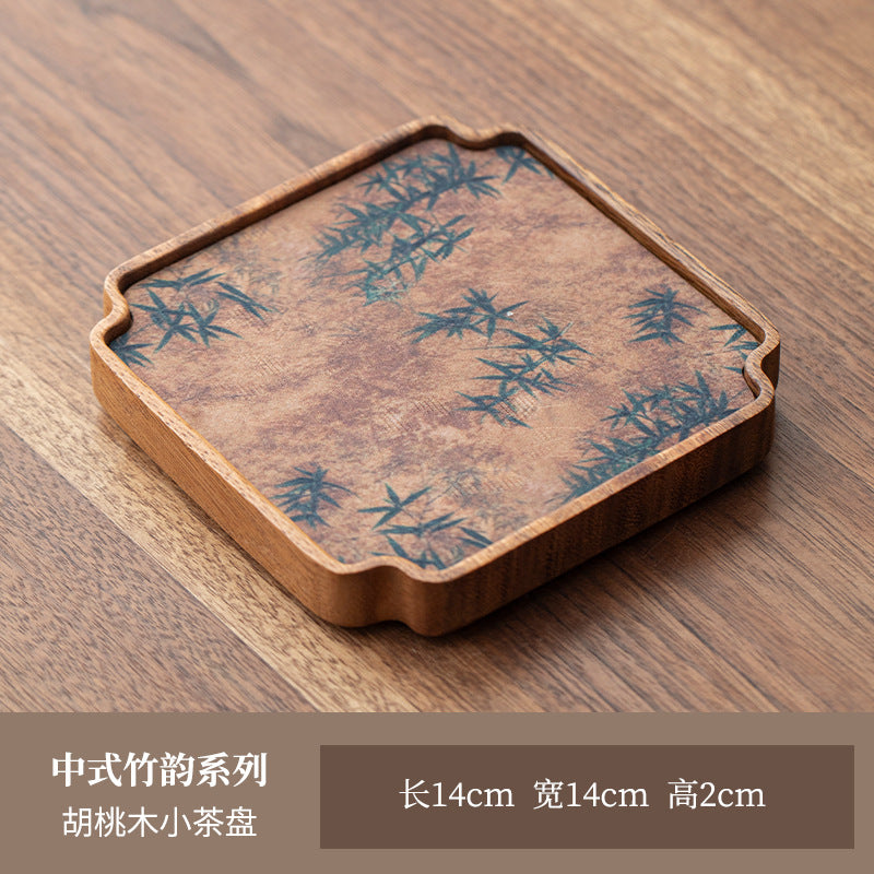 禾事北美胡桃木茶盘干泡台高档实木壶承带防水茶席茶垫复古茶盘