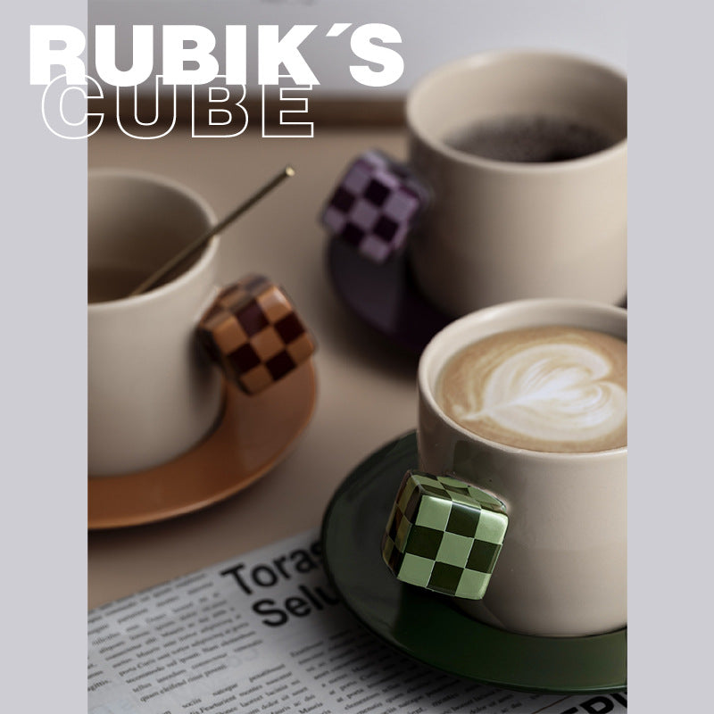 魔方陶瓷咖啡杯套装高端设计高级感高颜值杯碟马克杯子下午茶欧式
