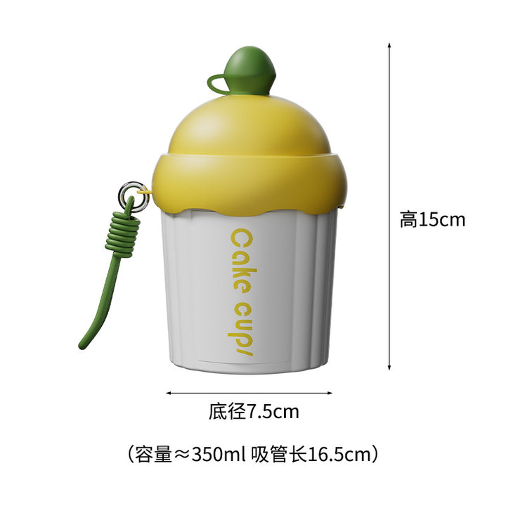卡通蛋糕杯儿童玻璃水杯便携带吸管杯子咖啡饮料小礼品杯印制logo