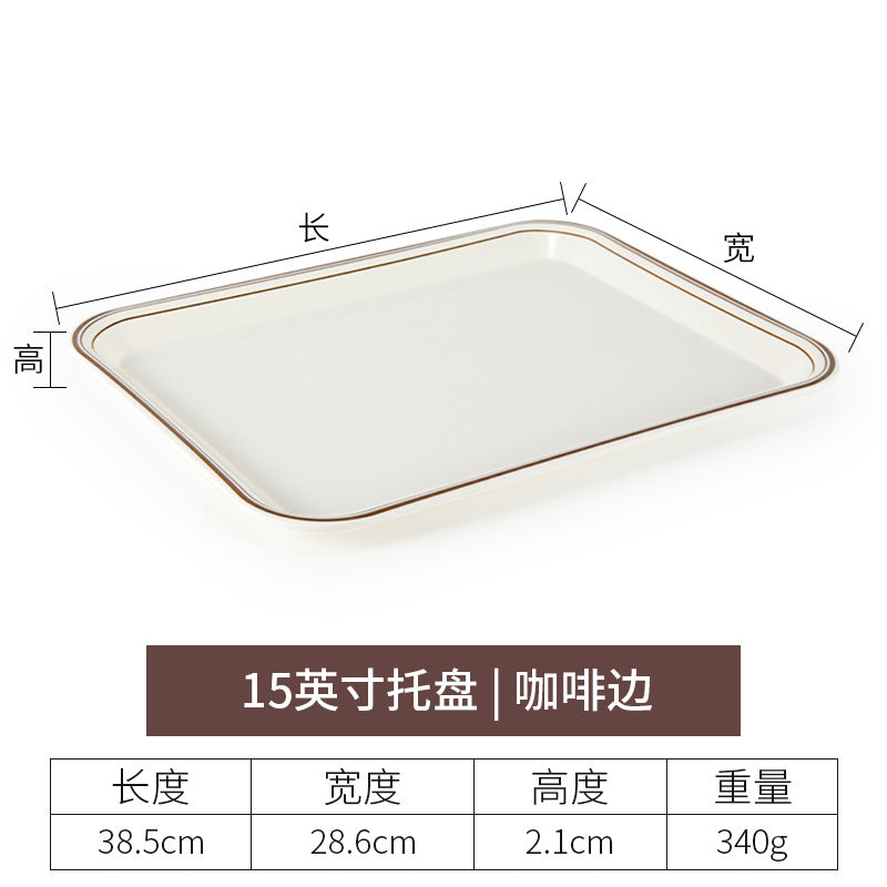 密胺托盘长方形盘塑料茶水杯盘端菜盘亚马逊餐盘蛋糕面包托盘商用
