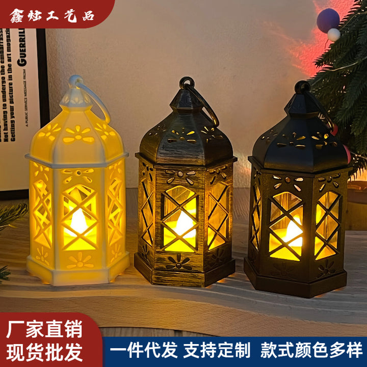 跨境复古led电子蜡烛灯发光长条灯风灯节小夜灯氛围挂灯异域风情