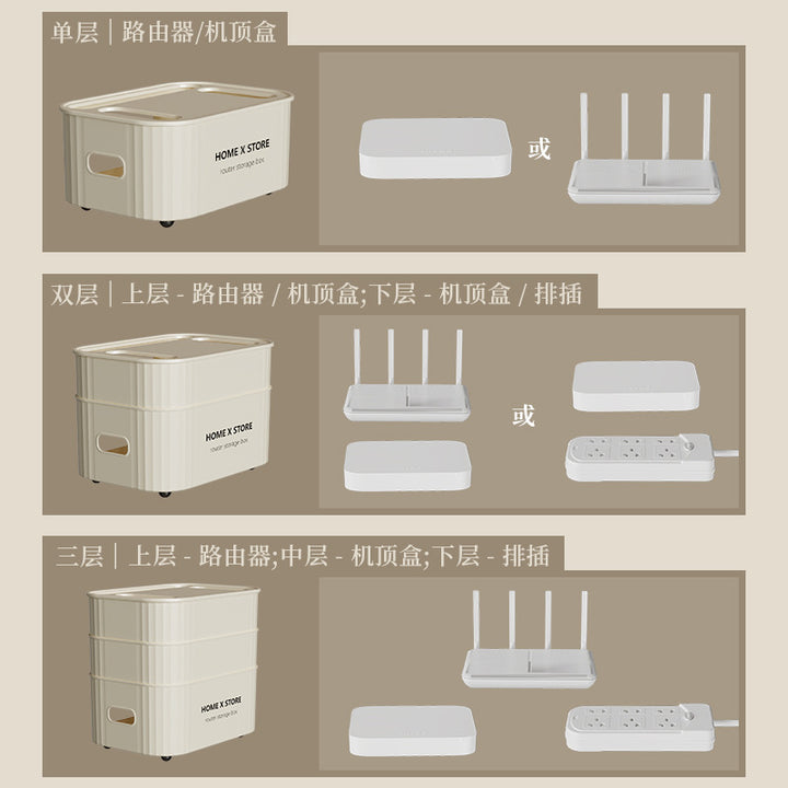 路由器收纳盒桌面电视机顶盒置物架插座电线整理神器无线光猫放置