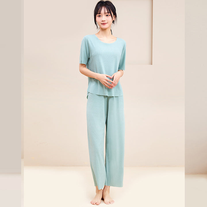春夏季冰丝情侣睡衣套装男士无痕宽松大码家居服女士睡衣批发代发