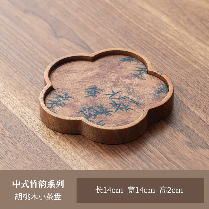 禾事北美胡桃木茶盘干泡台高档实木壶承带防水茶席茶垫复古茶盘