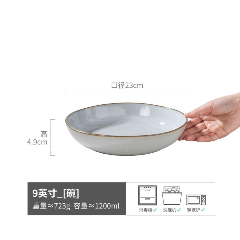 碗合集复古纯色陶瓷汤碗面碗圆形水果沙拉碗家用餐具批发复古菜碗