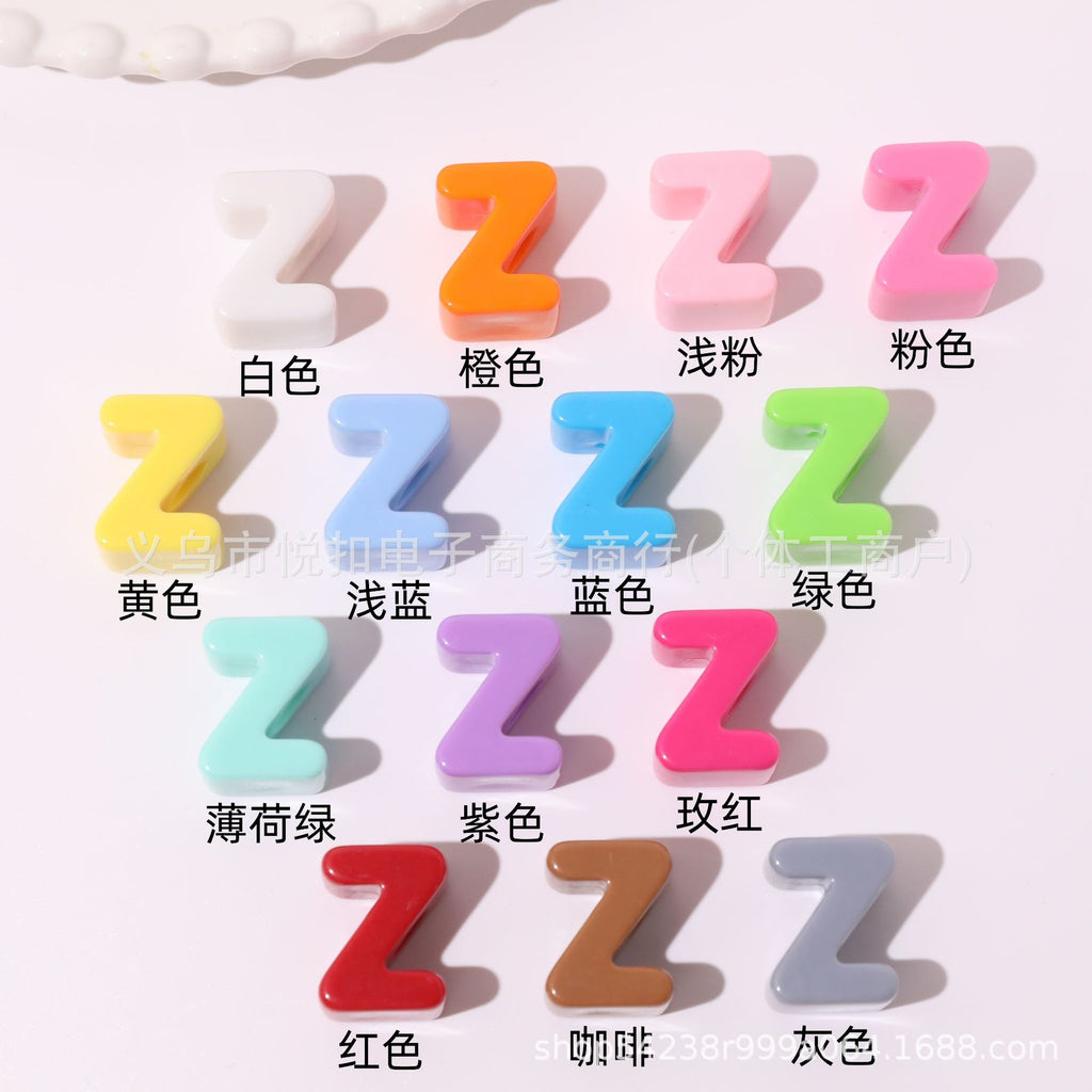 孔6mm亚克力英文字母珠马卡龙多巴胺手工串珠直孔散珠DIY包包挂件