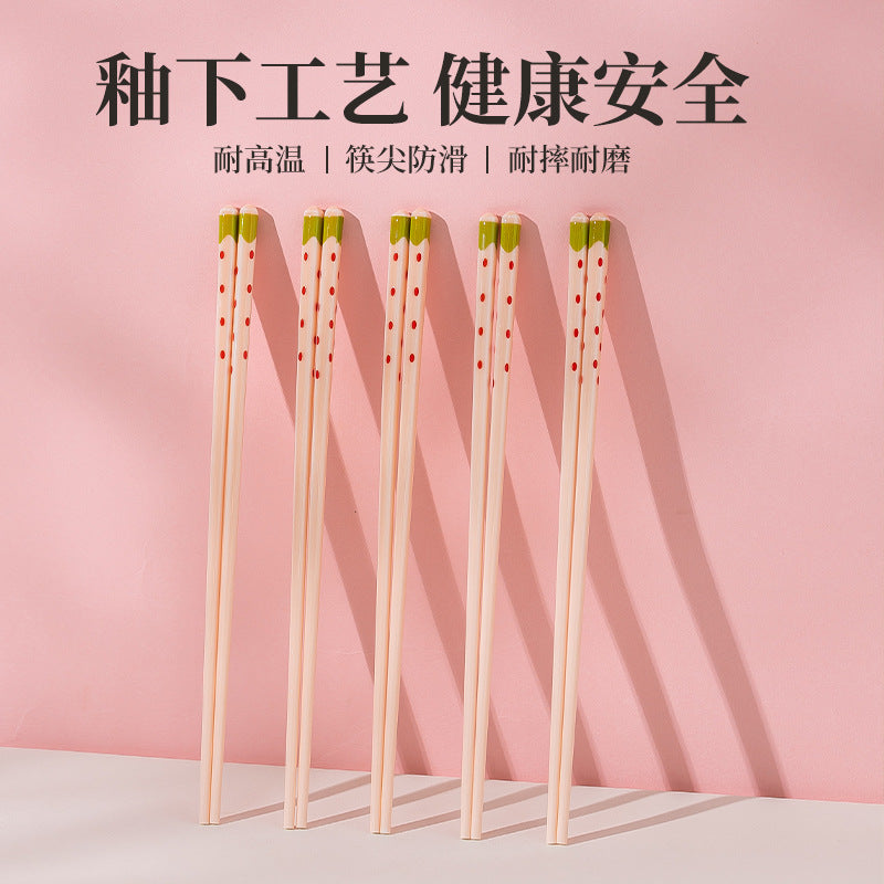 Pink Ceramic Chopsticks 5 High Temperature Home Premium Design Chopsticks Non Slip Chopsticks