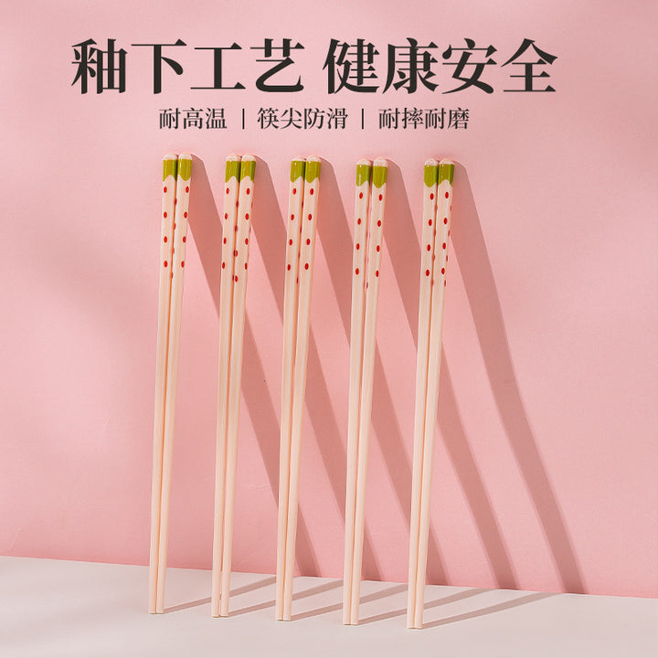 Pink Ceramic Chopsticks 5 High Temperature Home Premium Design Chopsticks Non Slip Chopsticks