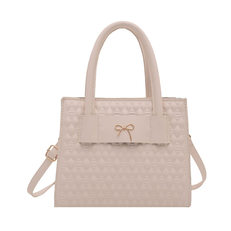 Textured Diamond Pattern PU Single Shoulder Bag – Women's Retro Handbag