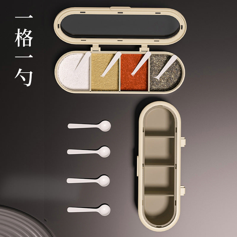 调料盒组合套装家用厨房用品盐糖味精四格收纳一体多格轻奢调味罐