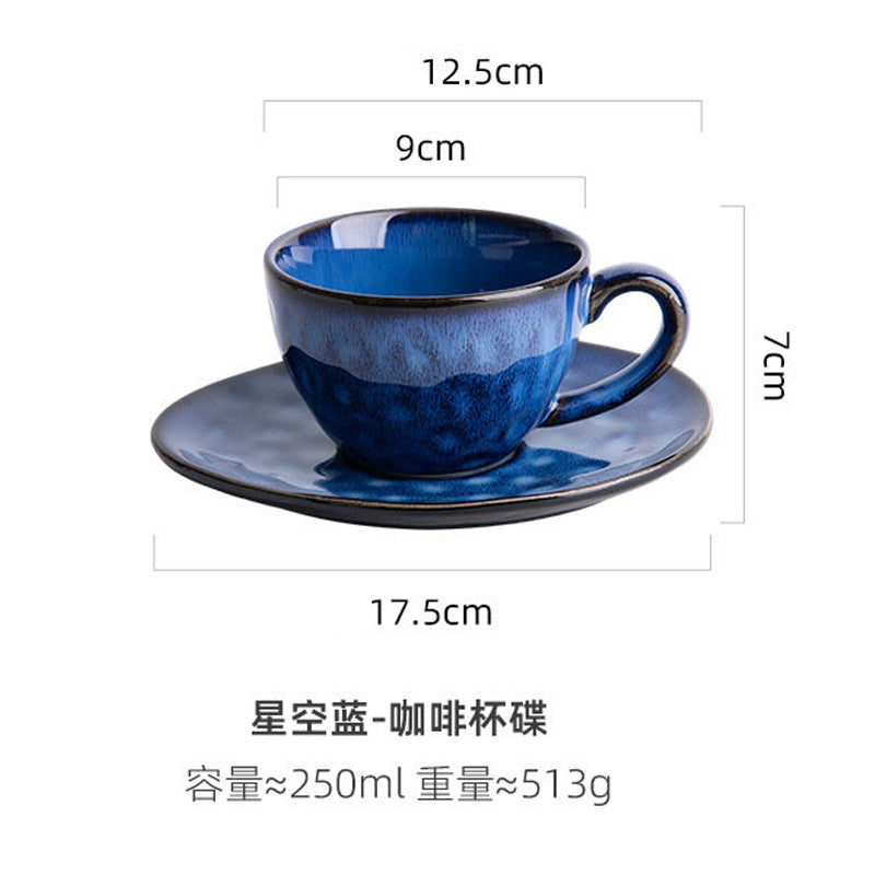 复古陶瓷咖啡杯碟套装杯子ml高档精致布拿铁日系拉花咖啡杯