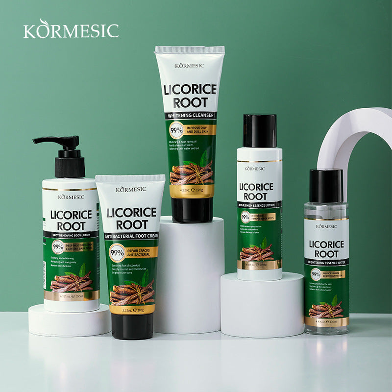 KORMESIC全英文甘草根面部护理套装系列洁面眼霜精华跨境外贸厂