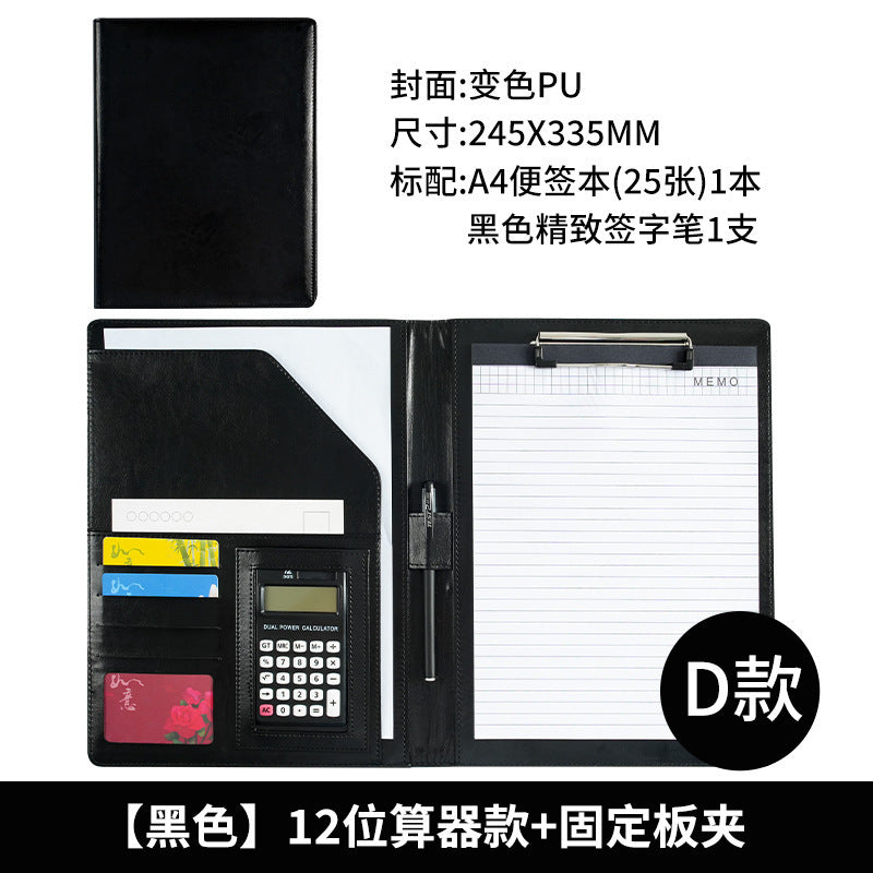 A 4 Multi-Function Leather Portfolio Folder – Business Manager Binder with Calculator