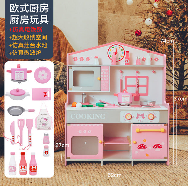丹麦儿童过家家岁6厨房煮饭玩具仿真声光冰箱套装模拟做饭木灶台