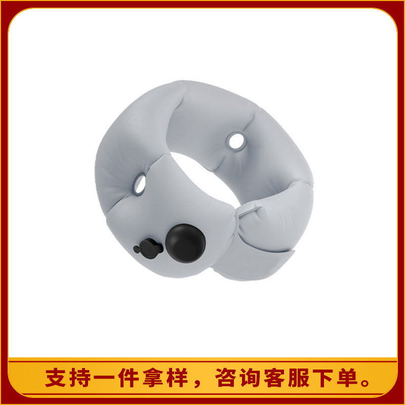跨境u型充气颈枕便携旅行坐车飞机颈椎牵引器防低头u型枕厂家定制