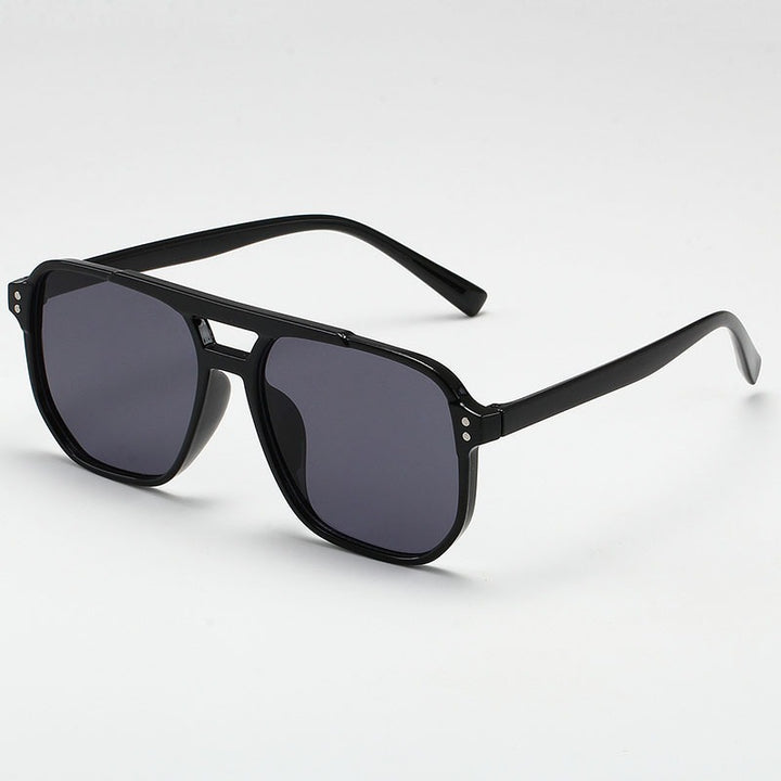 Vintage Double-Beam Sunglasses – Trendy Large Frame Ocean Lens Shades