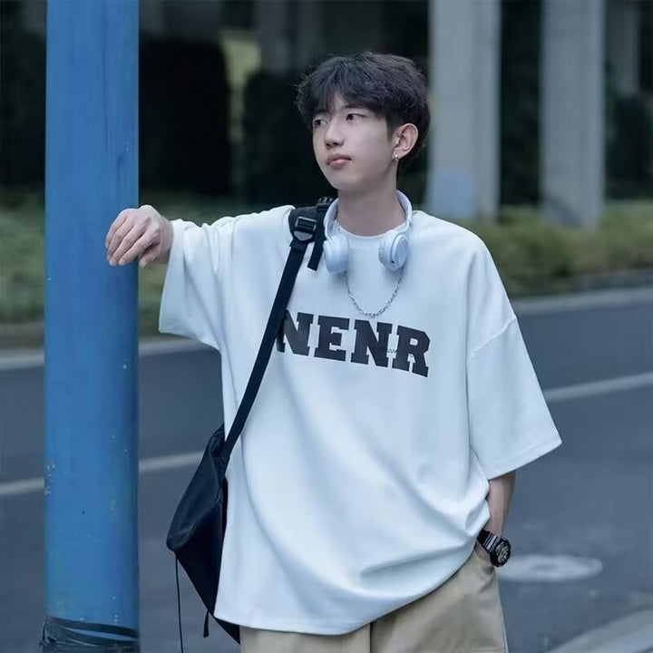 日系cityboy棉质短袖t恤男夏季ins潮牌港风宽松百搭五分半袖上衣
