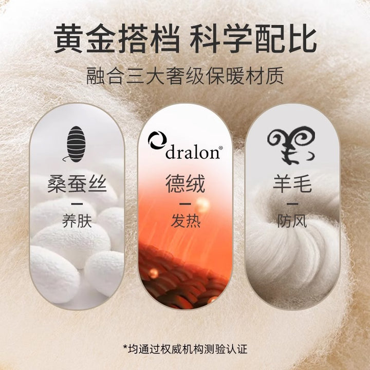 绵羊毛保暖裤女士加绒秋冬高级感蚕丝秋裤德绒高腰打底裤大码高端
