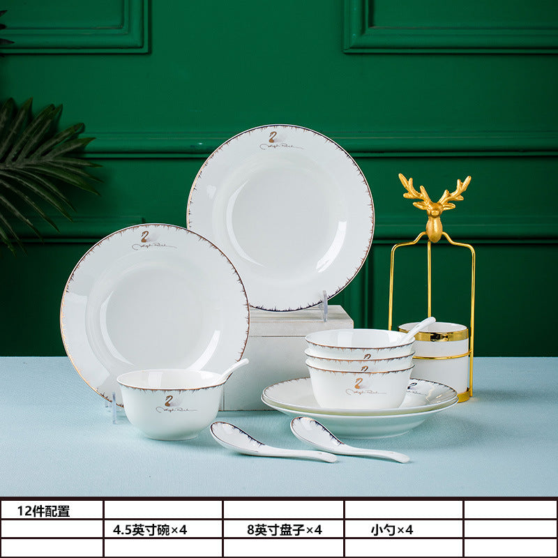 碗碟套装景德镇陶瓷餐具套装陶瓷盘子饭碗家用吃饭碗送礼厂家批发