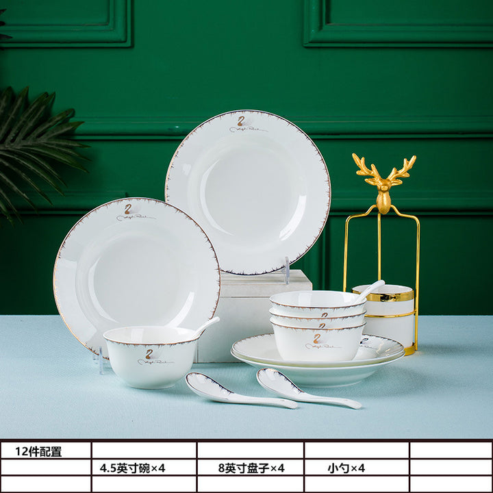 碗碟套装景德镇陶瓷餐具套装陶瓷盘子饭碗家用吃饭碗送礼厂家批发
