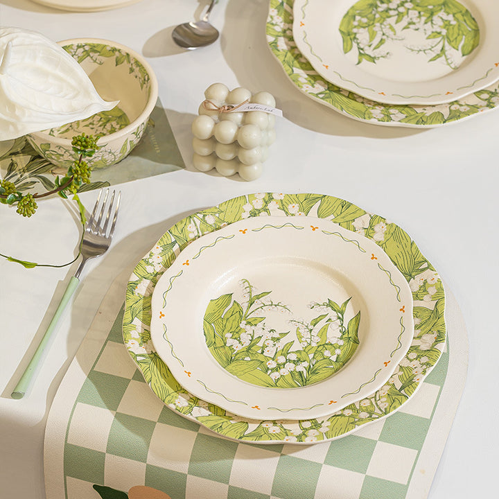 KANGMO Underglaze Ceramic Dinner Set - Oil Painting Bowls & Plates Housewarming Gift