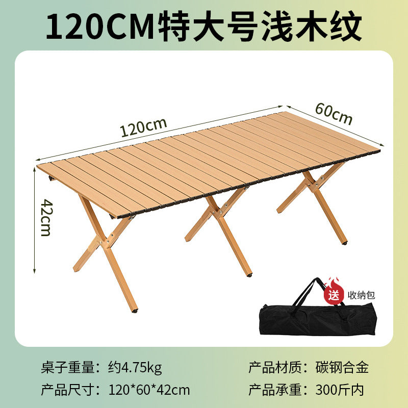 Outdoor Camping Folding Table & Chair Set – Portable Picnic Egg Roll Table Complete Kit