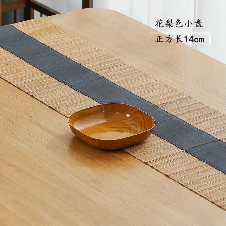 创意塑料木纹托盘套装家用吐骨碟水果盘零食盘下午茶托盘餐桌骨碟