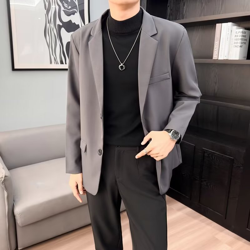 男士休闲西装外套潮韩版帅气轻熟风上衣痞帅轻奢西服休闲百搭开衫