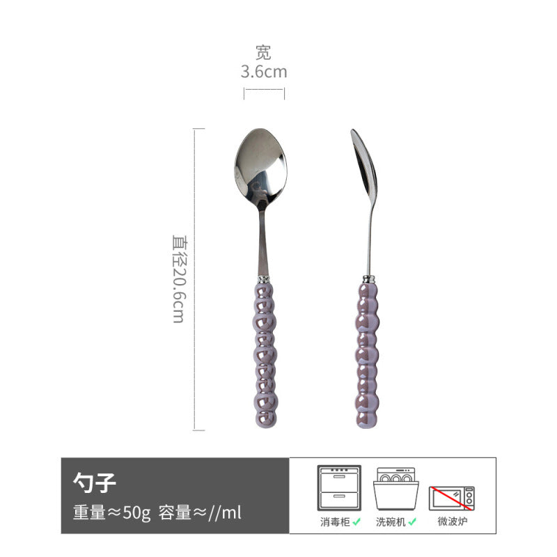 复古简约风勺子叉子不锈钢餐具叉勺甜品勺汤勺西餐牛排叉叉勺批发