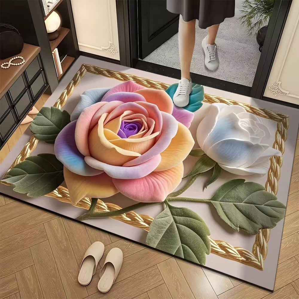 3 DFloral Floor Mat Entryway Durable Stain Resistant Non Slip Foot Mat