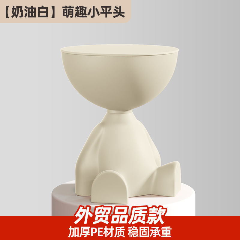 创意小平头茶几奶油风家用客厅沙发餐桌边床头小桌子小圆桌角几
