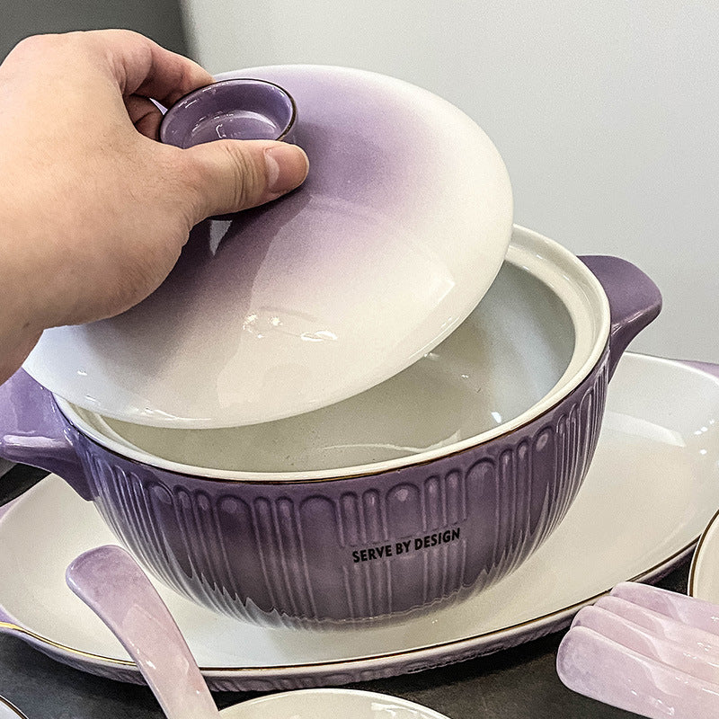 轻奢简约陶瓷碗碟套装家用乔迁之喜新居高级感餐具碗盘勺子吃饭碗