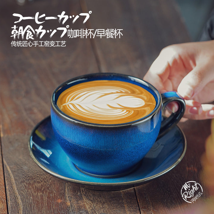 复古陶瓷咖啡杯碟套装杯子ml高档精致布拿铁日系拉花咖啡杯