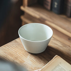 北欧复古风竖纹浮雕米饭碗家用高级感粥碗甜汤碗陶瓷小碗餐具面碗