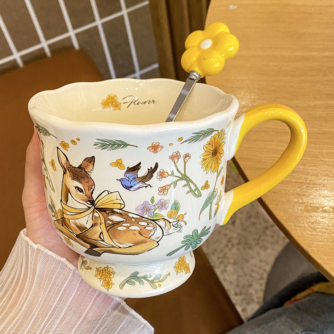 新款复古陶瓷马克杯女生办公室水杯咖啡杯子伴手礼生日礼物咖啡杯