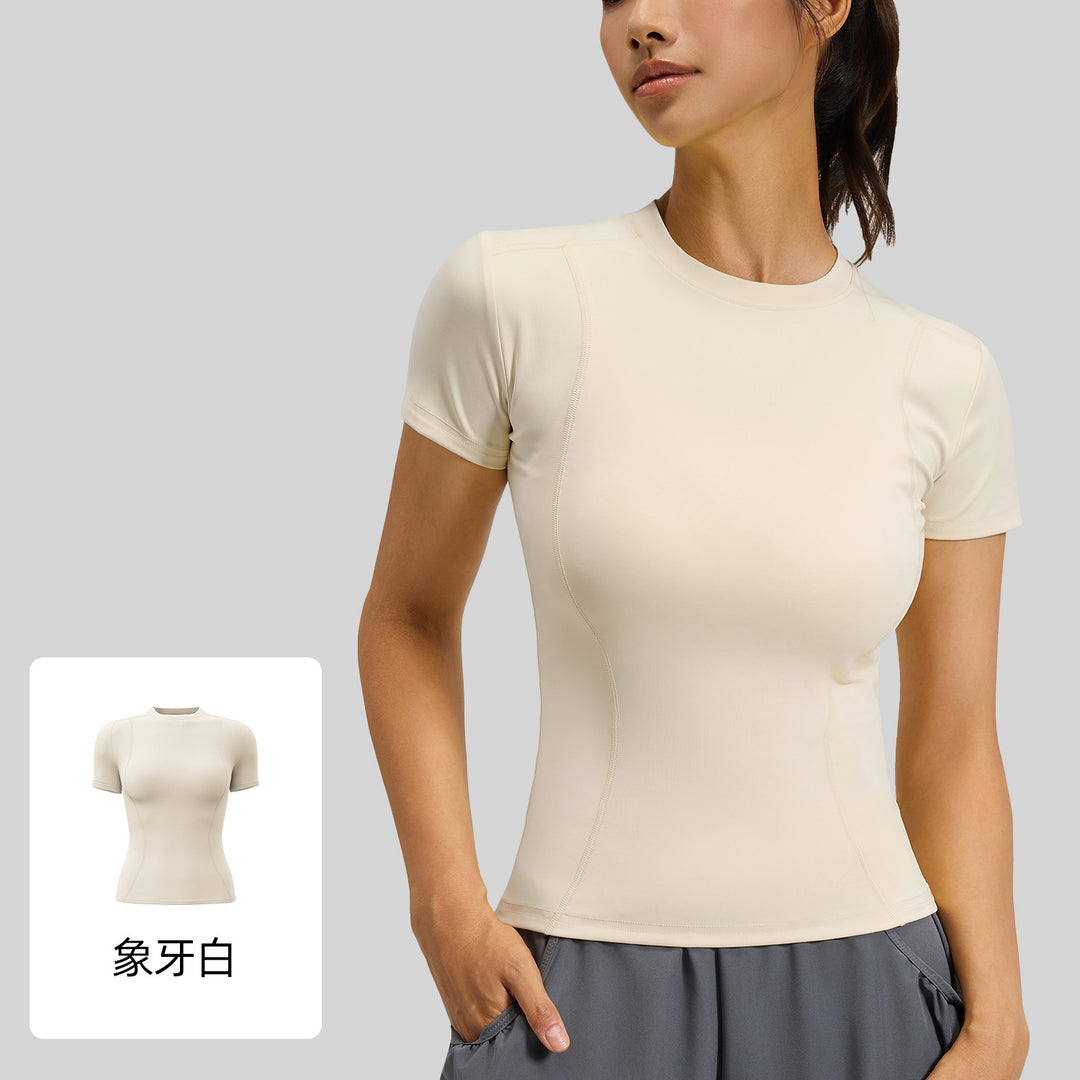 聚衣堂春夏修身运动短袖T恤瑜伽服上衣女健身紧身跑步瑜伽短袖