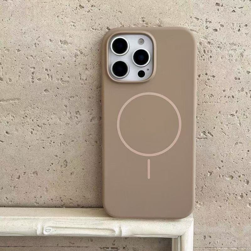 For iPhone 16 pro Thin Ring Mag Safe Liquid Silicone Phone CaseiPhone17 AIR Shockproof Solid Color Protective Case