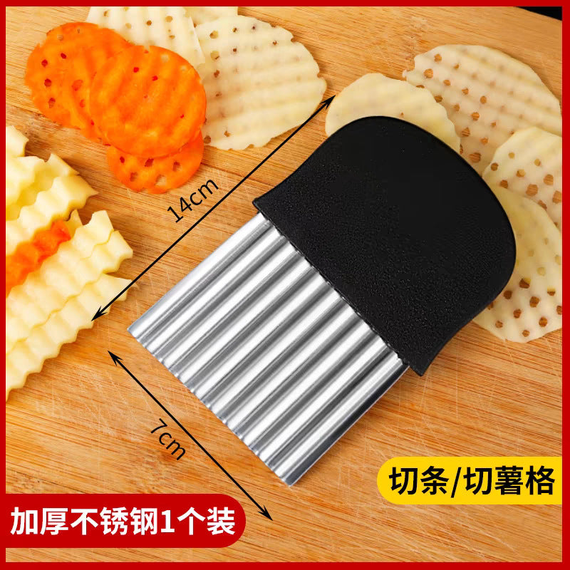 不锈钢狼牙土豆切波浪刀家用厨房波浪切菜器多功能商用波浪土豆切