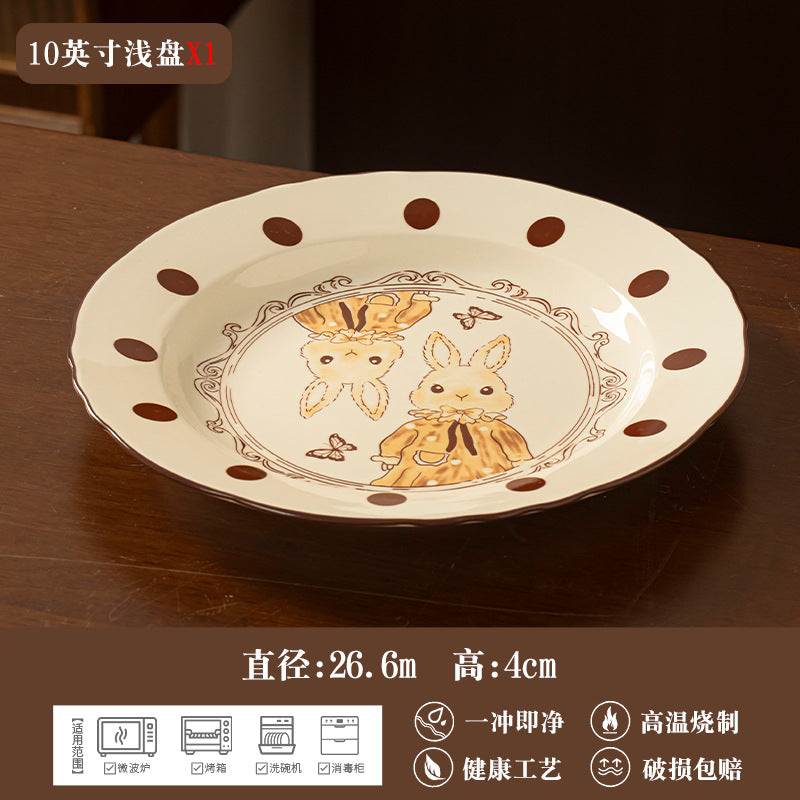 Underglaze Bowl Plate Set Home Ceramic Wedding Gift Tableware Set New