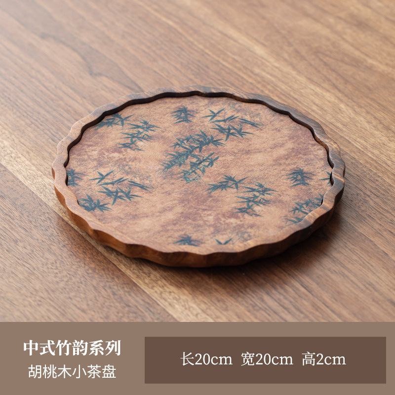 禾事北美胡桃木茶盘干泡台高档实木壶承带防水茶席茶垫复古茶盘